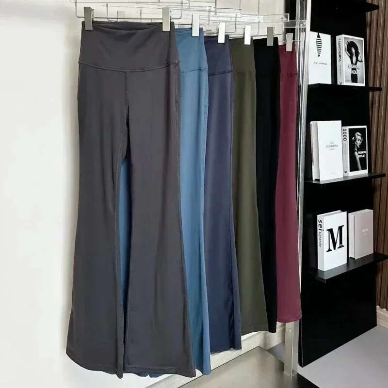 Newest Women Wide Leg High Stretch Yoga Leggings Naked Feeling Compression Fiesssexy Shark Flare Pants Fashion Casual