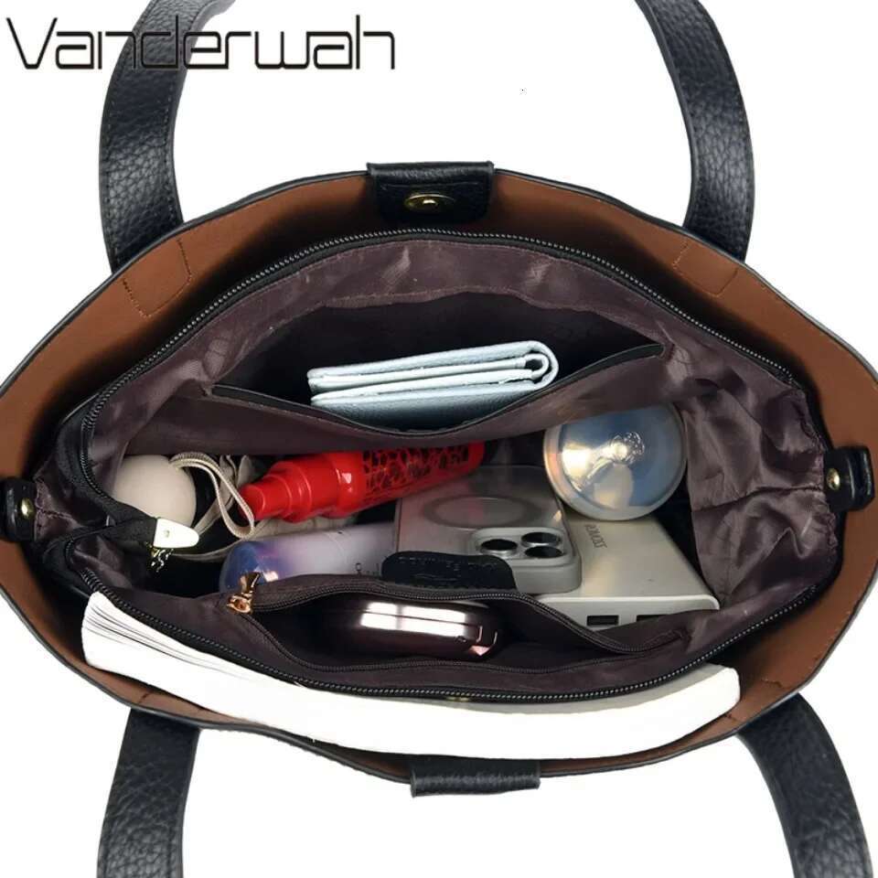 Genuine Brand Soft Leather Shoulder For Women Casual Tote Bag Female Solid Color Purse Simple Design Handbag Commuting Sac