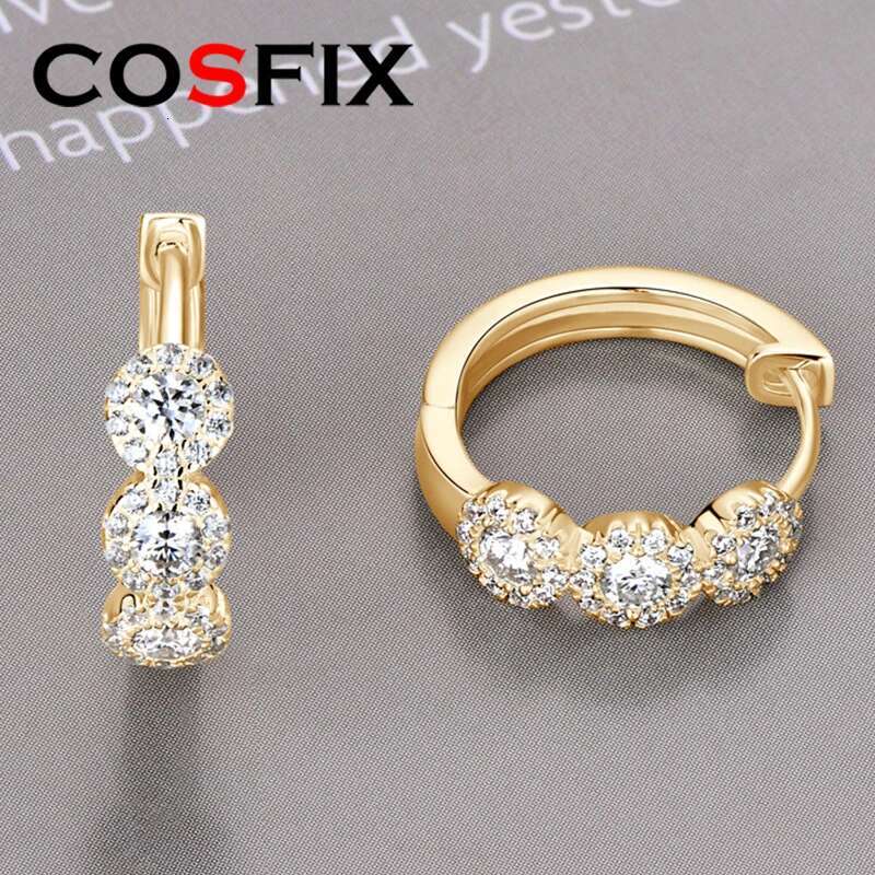Moissanite Hoop Earrings for Women D Color Round Women Moissanite Hoop Earrings Luxury Yellow Womens Moissanite Hoop Earring