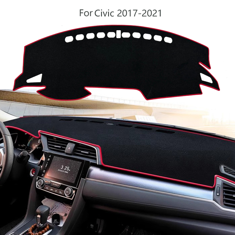 For Civic 2017-2021 Dashboard Sunshade Cover, Front Windshield UV Protection, Polyester Fiber Material, Heat Blocking Sun Visor Pad, Car Interior Acce