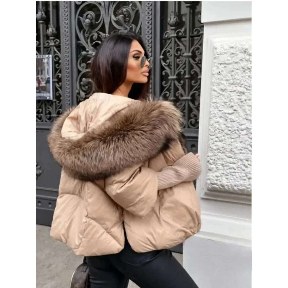 2024 Winter Puffer Jacket Women Real Fox Fur Collar Hooded Natural Thick Warm Loose Oversize Duck Down Coat Streetwear Outerwear