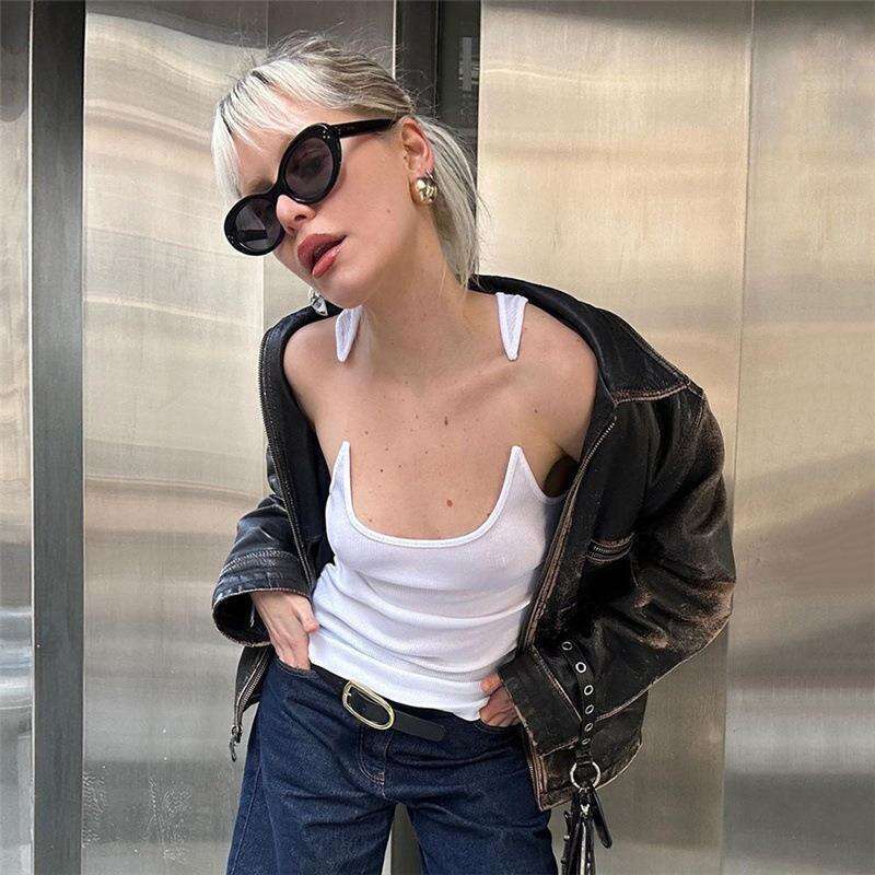 London Tee Shirt Designer Shorts Men French Designer Men Tops 2025 Summer New Womens Fashion Invisible Strap Sexy Spicy Girl Solid Color Slimming Tank