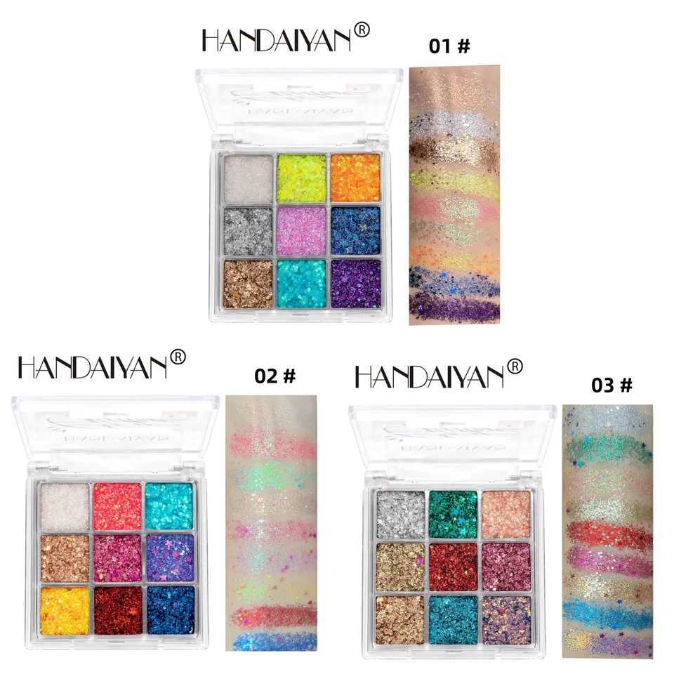 Mini 9-Color Glitter Eyeshadow Palette Pumpkin Cherry Shades Blue Gold Yellow Tones for Cosplay Party Makeup W250520