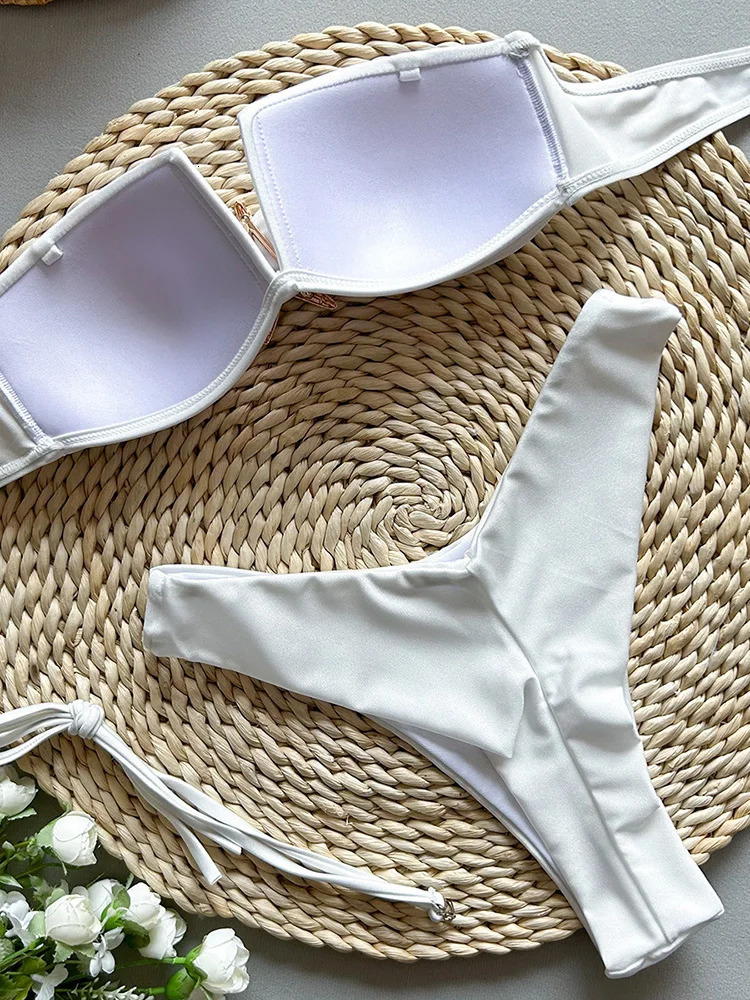 OIINAA Sexy Two-Piece Bikini Set Women Swimsuit Strapless Backless Female Swimwear Bathing Summer Chic Classic Fashion Beachwear 250516