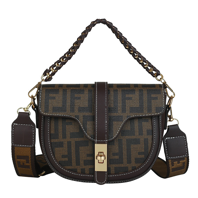 Female bag new fashion fashion texture single shoulder bag foreign style all take cross body saddle bag