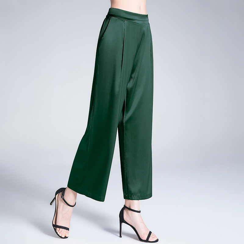 OC60502 Duty Free Women's Straight-Legged Trousers Made of Fine Mulberry Silk - Lightweight & Flowing Design