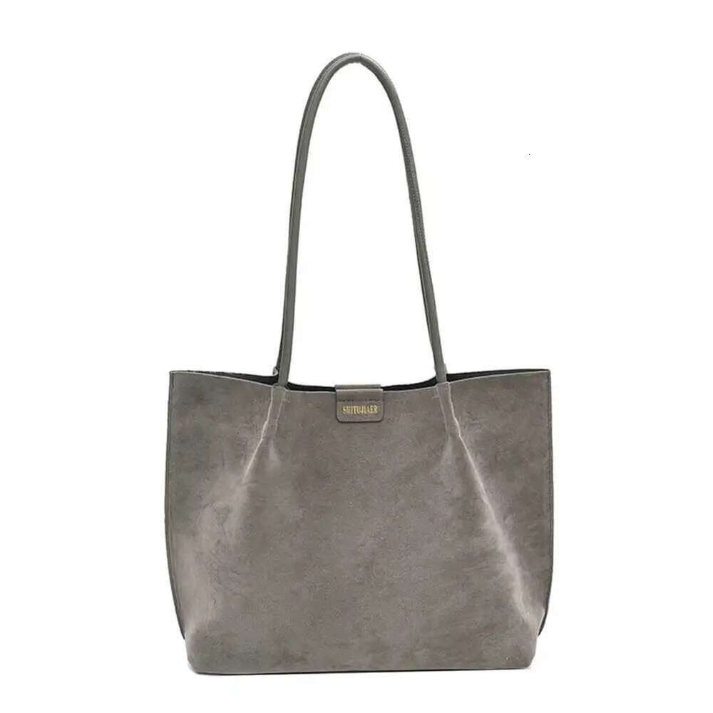 Women Vintage Large Capacity Suede Frosted Shoulder Slouchy Tote Handbag Female Commute Bag