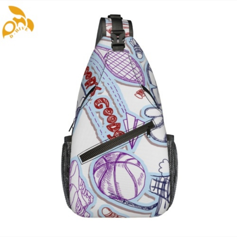 Free shipping. Top designer custom-made round beige, white and black semi-long lightweight high-casual crossbody chest bag