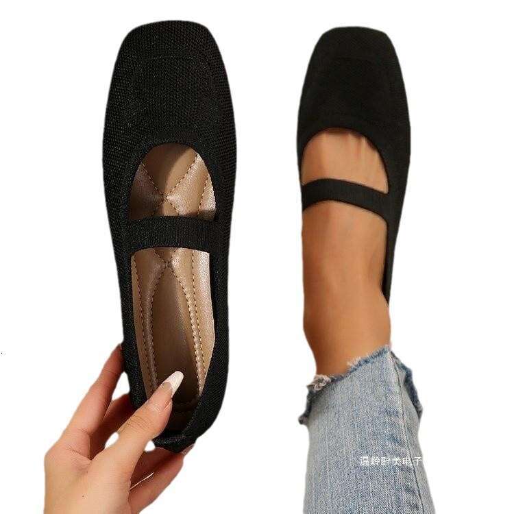 New oversized hollow fly woven flat sole single shoe for women, breathable sleeve feet, NEW TOP all season square toe work shoes