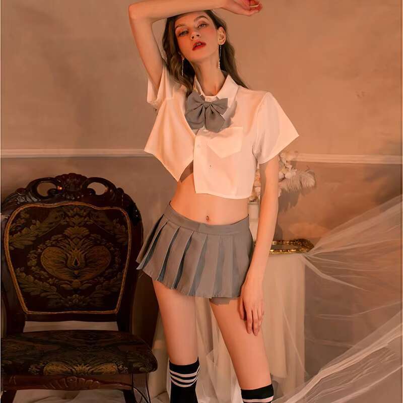 Zimei Cute Style New Sexy JK Uniform Women's Hot Sailor Suit Pleated Short Skirt Set Hole Decoration Light Control Dress