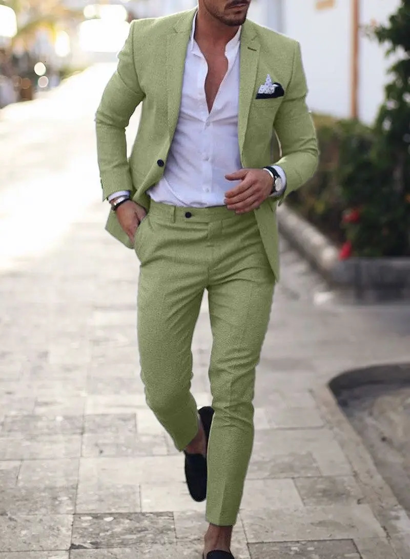 Solid Wedding Mens Suit Slim Fit Notch Lapel Blazer Formal Business Tuxedos 3Piece Two Buttons JacketPants for Party Prom 250514
