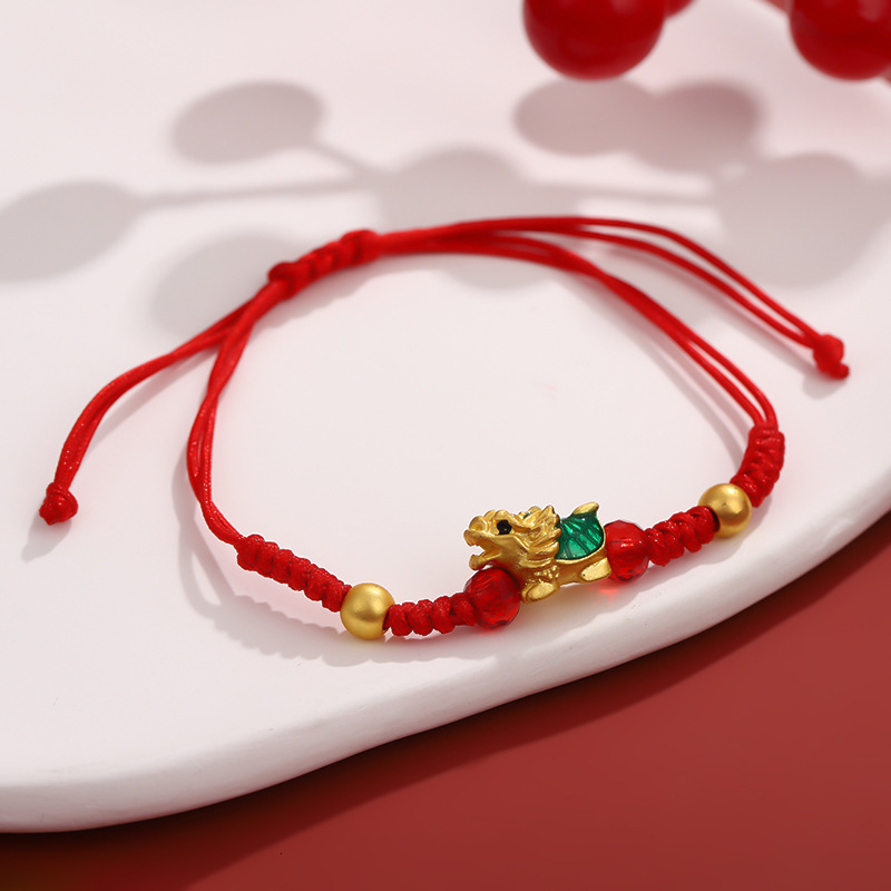 The Lucky Birthday Handmade Tortoise Handrope Year of the Loong Temple Little Red Rope Bracelet Female Handstring