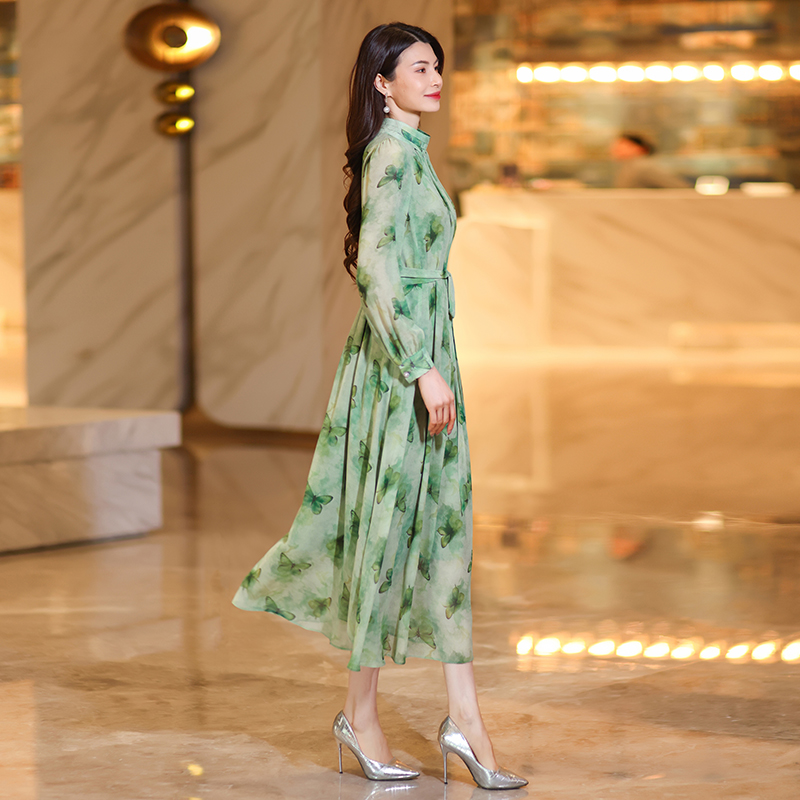 summer chinesestyle cheongsam maxi dresses for women exuding highend elegance charm with short sleeves printed chiffon fabric and a onepiece design