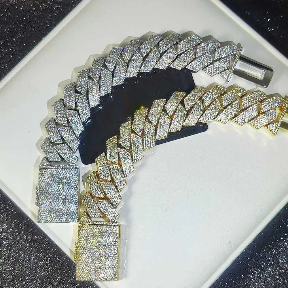 Hip Hop Jewelry 25mm 6 Rows Gold Plated Iced Out Cz Prong Necklace Thick Cuban k Chain For Men Gift