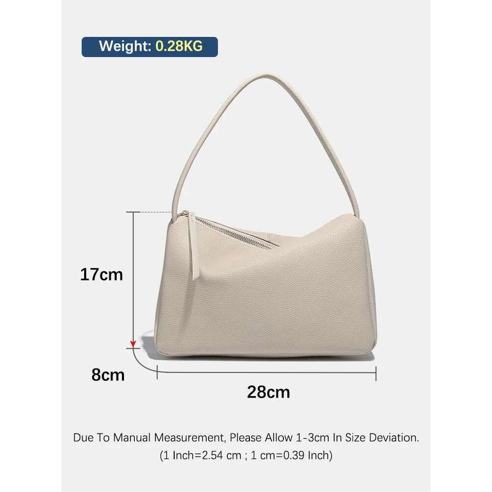 Women's Bags Designer Zency Elegant Genuine Leather Top-Handle For Women Simple Shoulder Handbag Ladies Underarm Bag Beige Brown Top Zipper