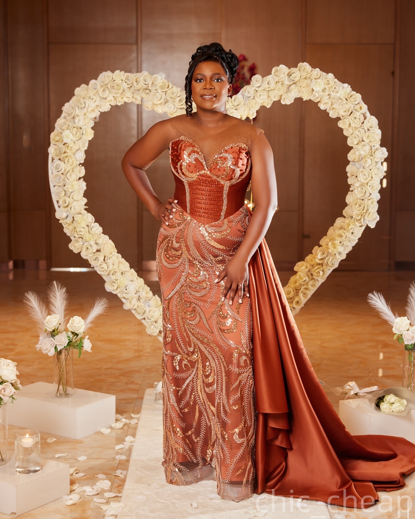 Mermaid Brown Plus Size Prom Dresses 2025 Crystals Sequined Satin Elegant Evening Formal Party Second Birthday Engagement Gowns Dress For Special Occa