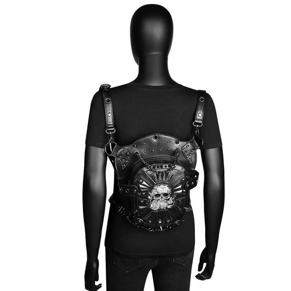 Female Punk Motorcycle Skull One Shoulder Women's Crossbody Bag PU Outdoor Waistpack