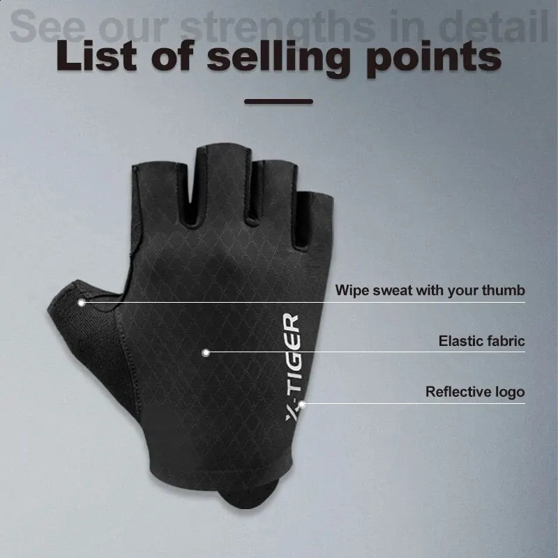 XTIGER Cycling Gloves Half Finger Shockproof Wear Resistant Breathable MTB Road Bicycle Men Women Sports Bike Equipment 250515
