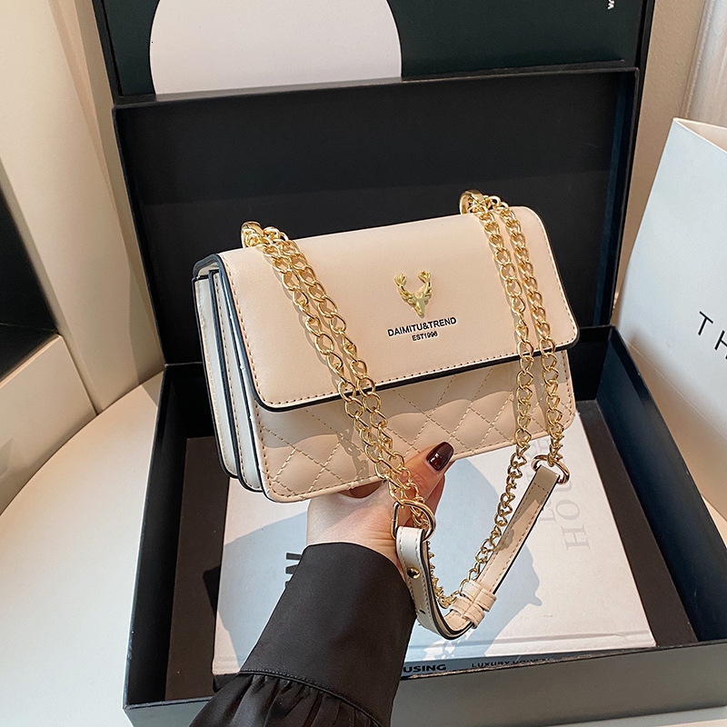 High quality brand hot selling high-end diamond grid embroidery thread 2025 new model single shoulder women's light luxury chain small square bag