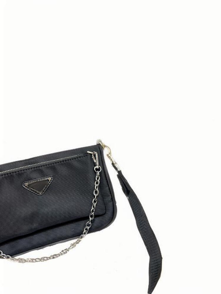 Nylon black 2-in-1 men's and women's casual chain practical single shoulder crossbody bag