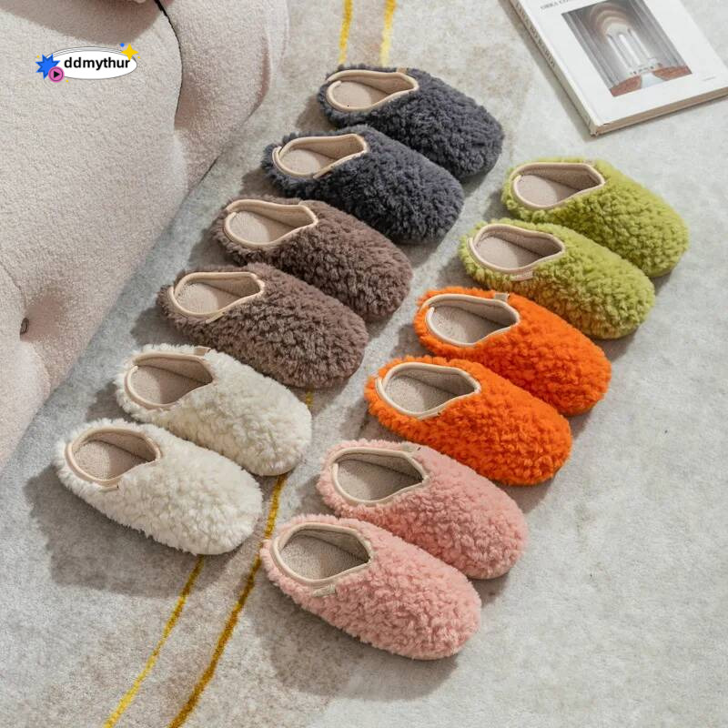 Crestar Warm Fluffy Women Winter New Indoor Soft Sole Fuzzy Bedroom Flat Slides Non-slip Fleece Lind Fur House Slippers ddmythur