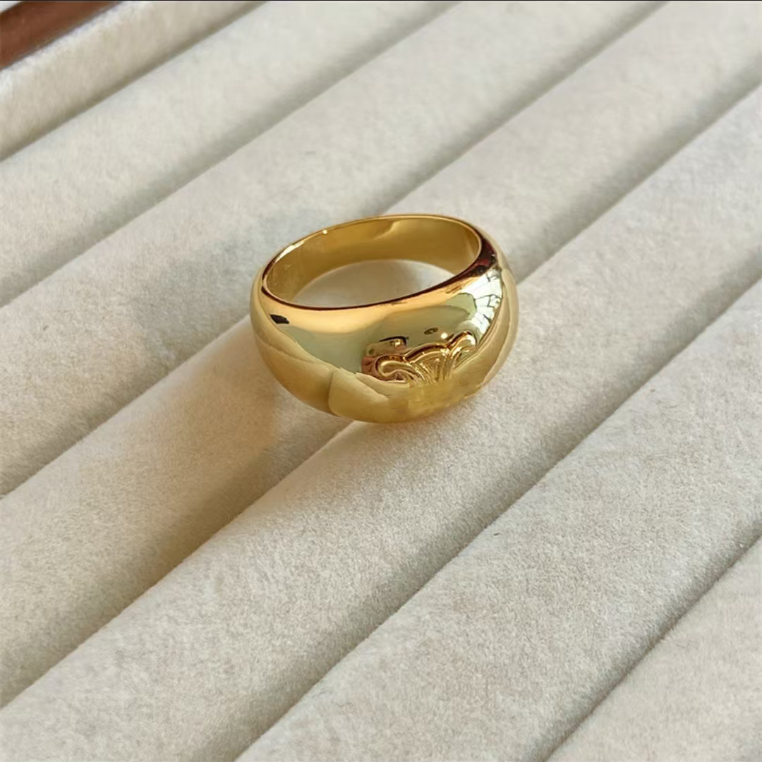 Ring designer ring new ring women's copper 18k gold plated design metal scenic surface vintage index finger ring holiday gifts size 6-8