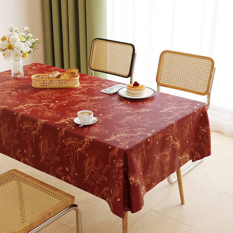 T0470 new lambskin printed tablecloth light luxury atmosphere tablecloth waterproof and oil-proof washable coffee table cloth heat insulation