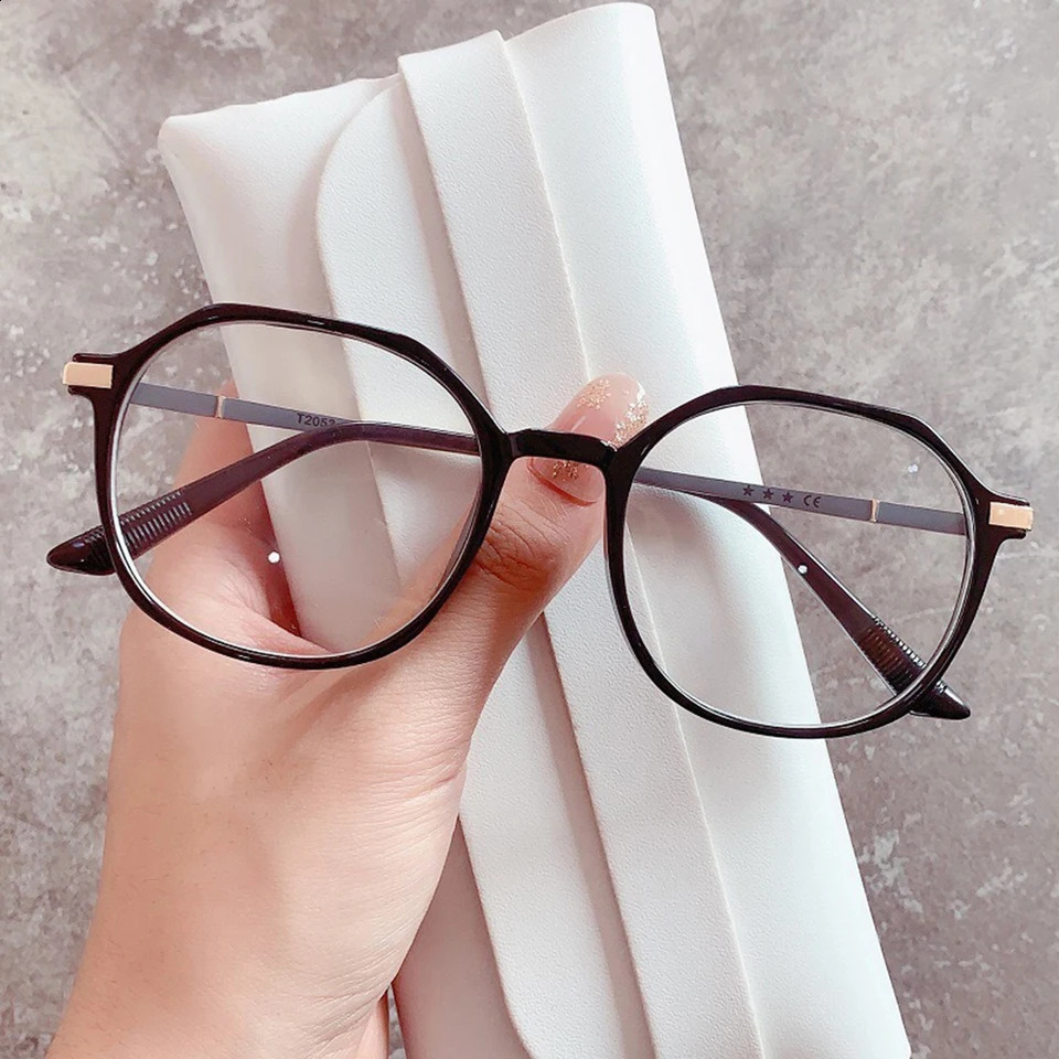 Fashion Anti Blue Light Blocking Eyewear Women Acetate Round Frame Optical Spectacle Female Multisided Eyeglass 250515