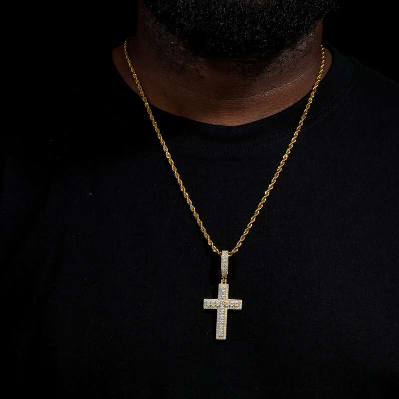 TUHE Unisex Cross Pendants Necklaces Ice Out Moissanite 925 silver Pendants For Men Hip Hop Jewelry Gift