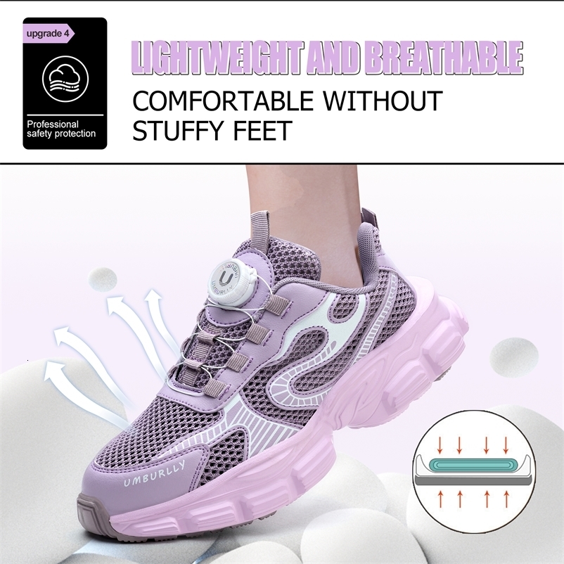 Summer button womens steel head safety shoes Smashing breathable upper Workshop factory shoes 250519