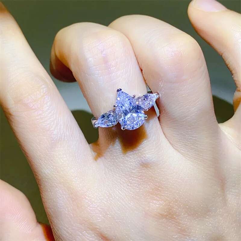 Women Moissanite Ring s925 Silver Heart Cut D Color Moissanite Rings for Women Luxury 1-3ct Pear Cut Women Moissanite Ring
