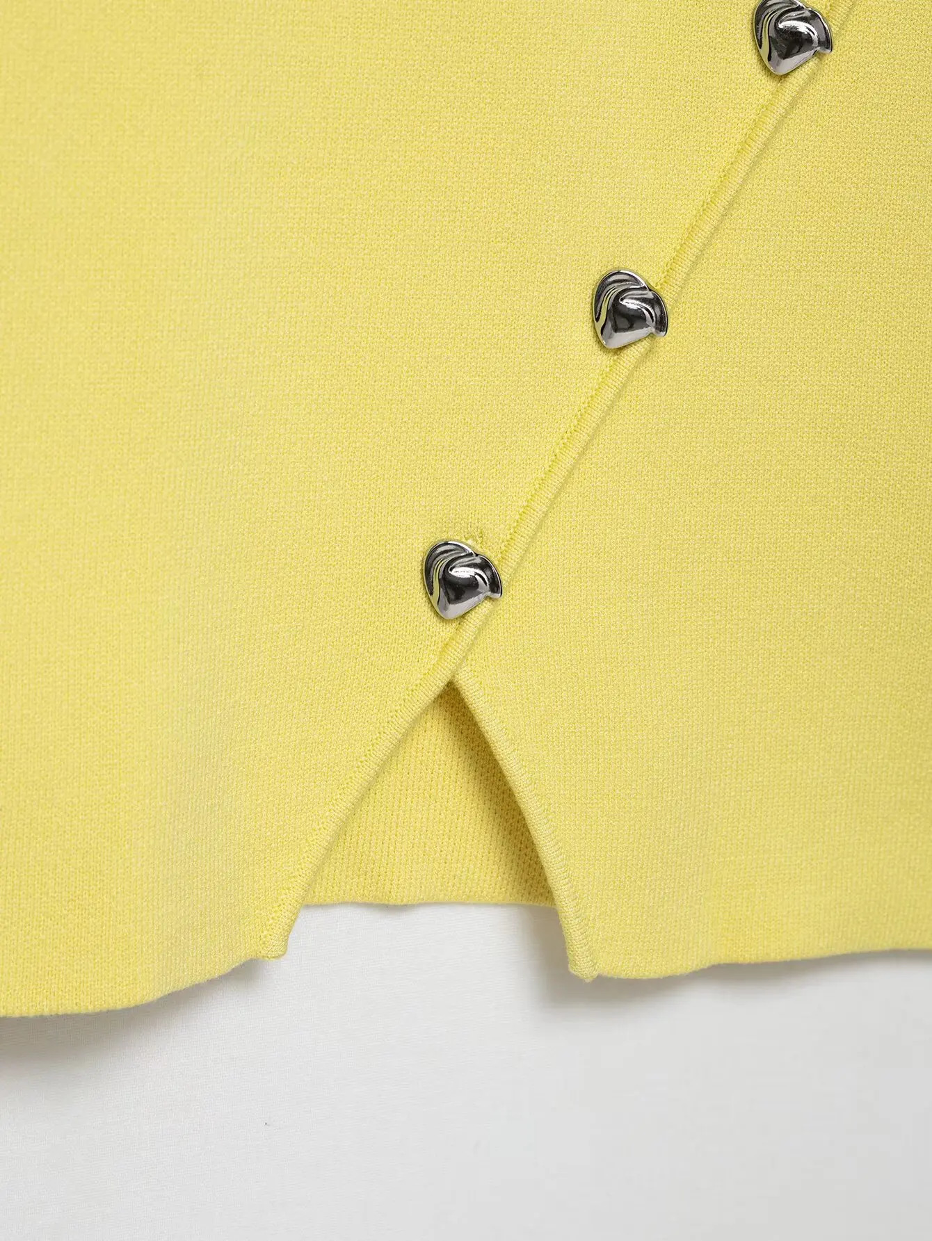 European and American style temperament slim irregular button sleeveless knitted dress 250520