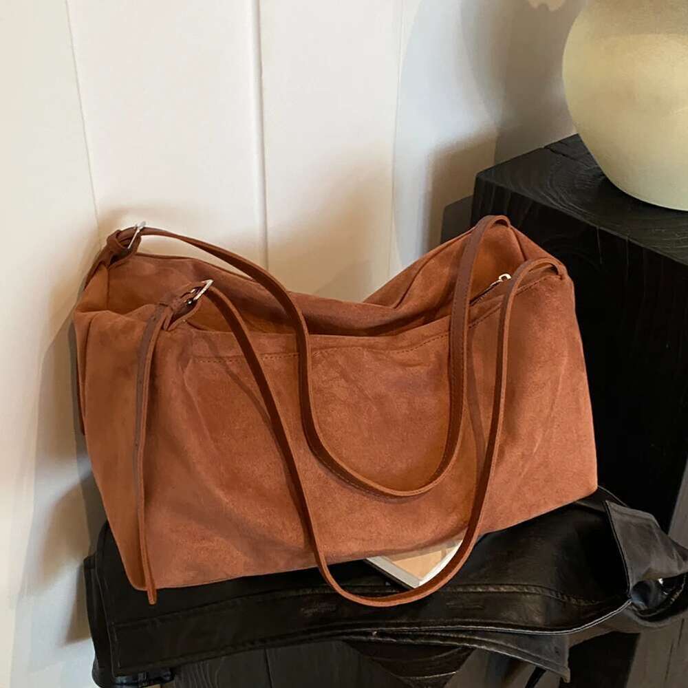 Women Suede Shoulder Autumn And Winter Vintage Women's Bag Large Capacity Retro Handbags Lady Casual Commuter Bags