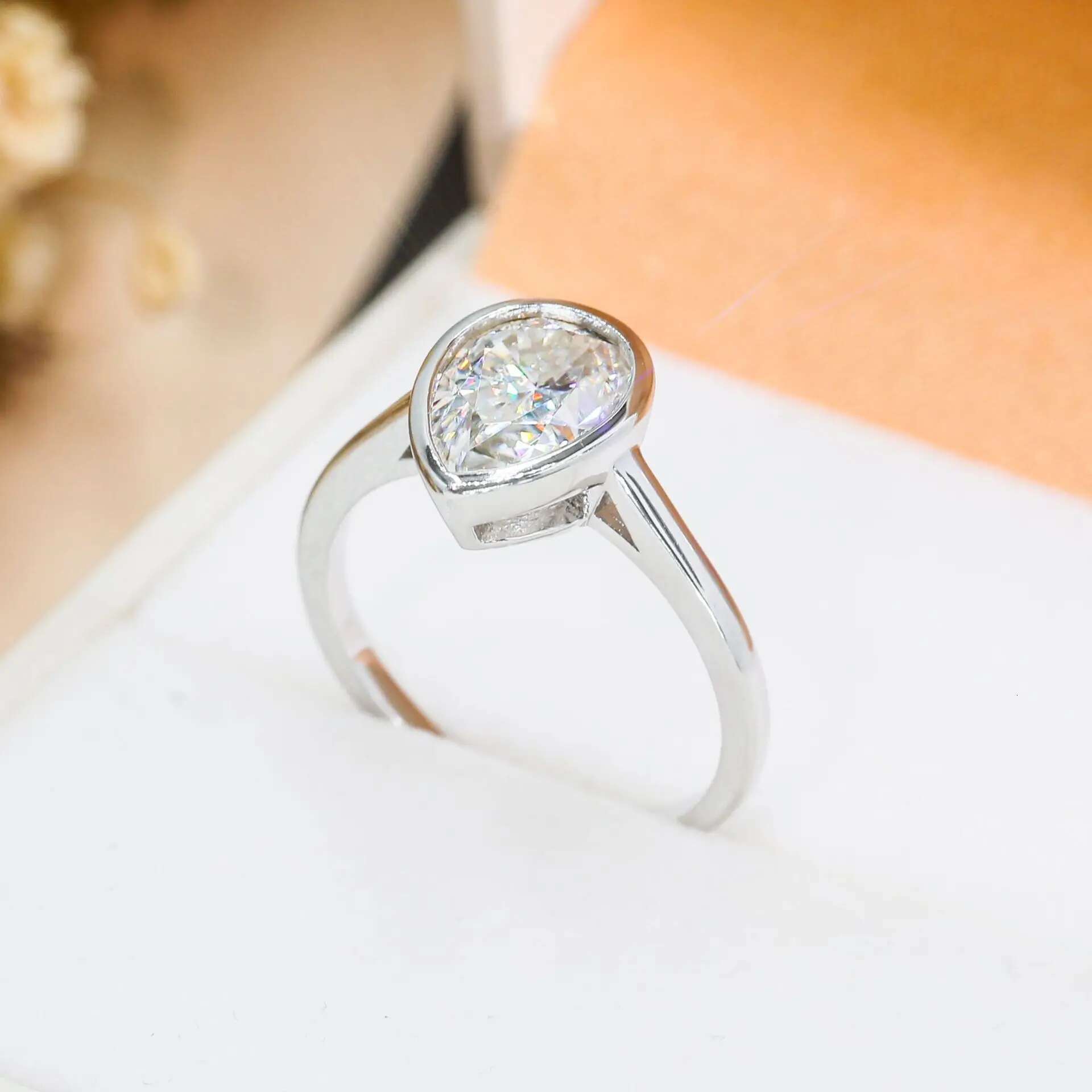 COSFIX D Color Women Moissanite Ring 2ct Moissanite Rings for Women Luxury Pear Princess Cut Womens Moissanite Rings 2023