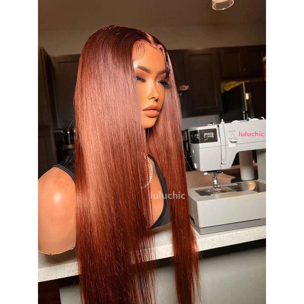 Reddish Brown Straight 13x6 HD Hair Wig Pre Plucked 13x4 Lace Frontal Colored Brazilian 100% Human Wigs