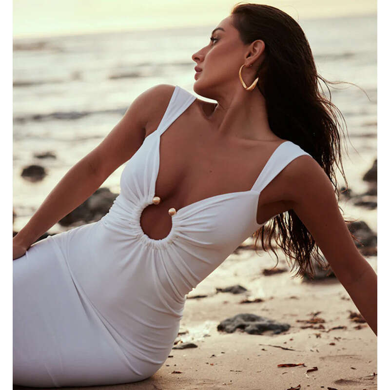 Halter Dress Women S Summer New Product Sexy V Neck Open Back Slim Fit Dress Maxi Dress