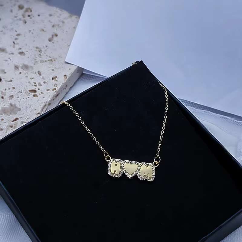 Autumn Cold Pure Sier Zircon Pendant 8mm Gold Mini Name Necklace