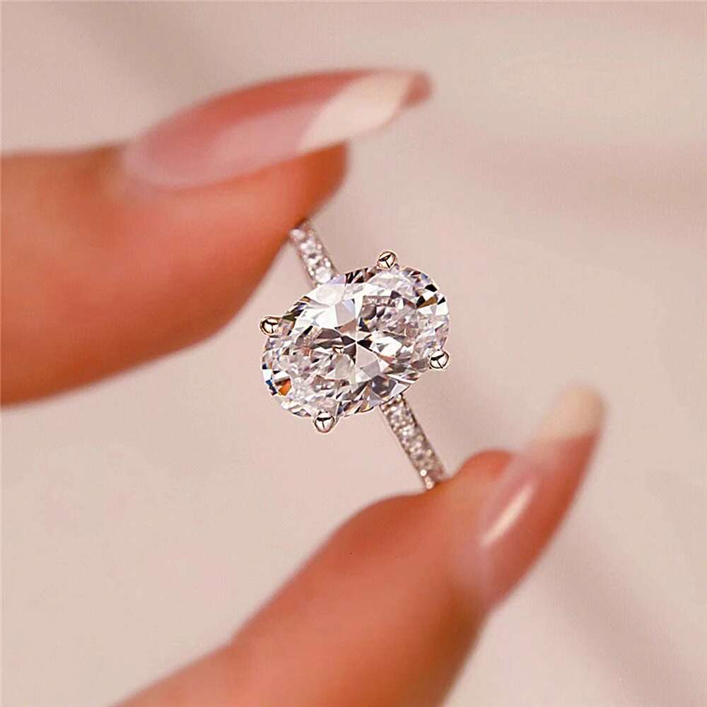 Oval Cut Moissanite Rings for Women 1-3ct D Color VVS1 Lab Diamond S925 Sterling SilverPass Diamond Test Wedding Band With GRA