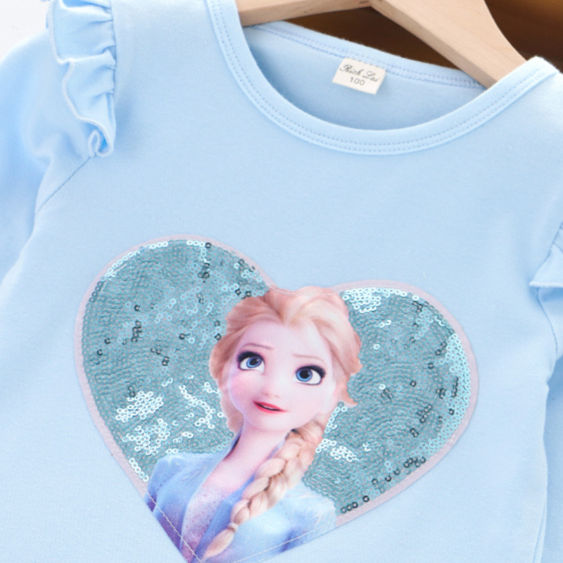 DISNEY toddler designer clothes infant designer clothes Frozen Elsa princess T-shirt Little girl's clothes with princess printed design girls