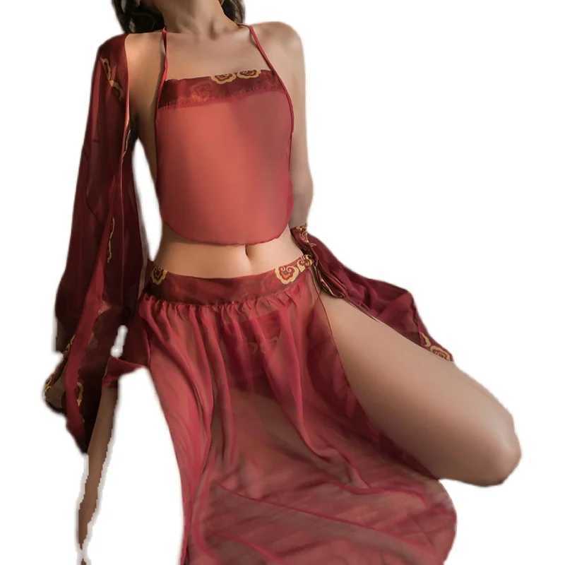Sexy Cosplay Costumes Chinese Fairy Dress Women Lingerie set Red Traditional Hanfu Skirt Backless Belt Robe Clothing R250520