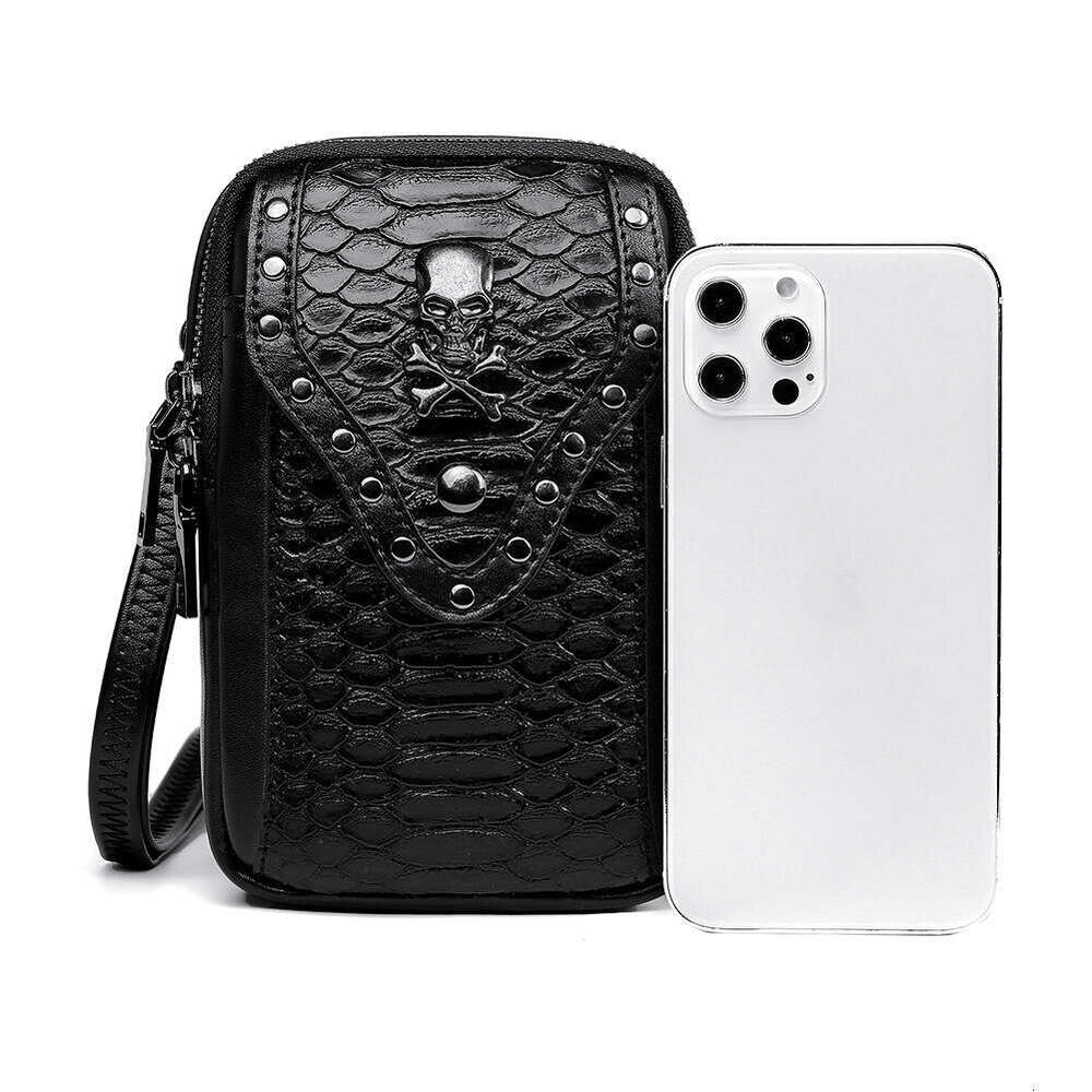 New PU leather skeleton snake pattern women's crossbody outdoor shoulder mobile phone travel small bag