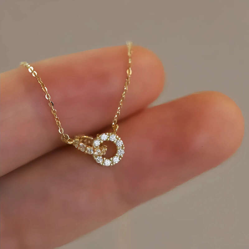 New 925 Sterling Silver Double Ring Necklace Female Clavicle Chain Simple Temperament Necklace Wedding Jewelry Accessories