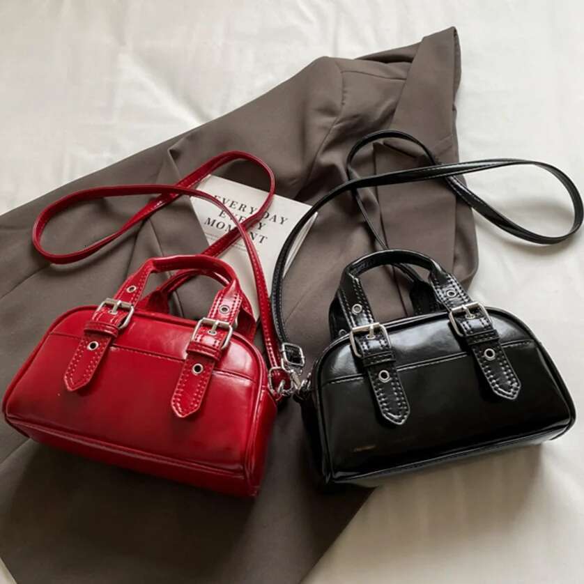 Women's Handbag PU Glossy Leather Boston Fashion Designer Shoulder Ladies Mini Tote Purse Female Crossbody Messenger Bag
