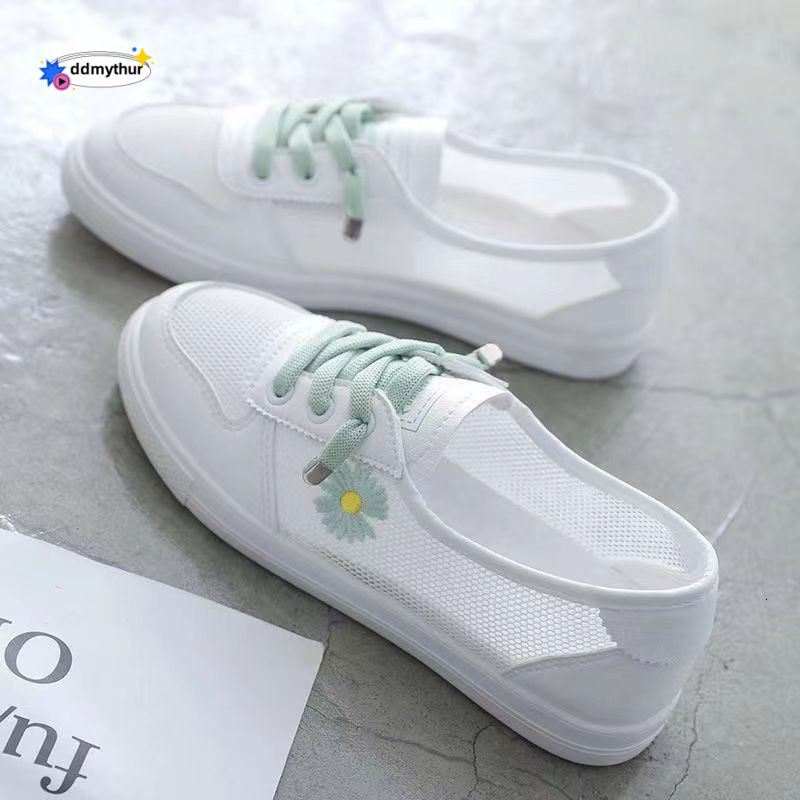 White women's summer 2025 new casual hollowed out breathable mesh flat bottomed board shoes, thin Korean version, versatile ddmythur ddmythur