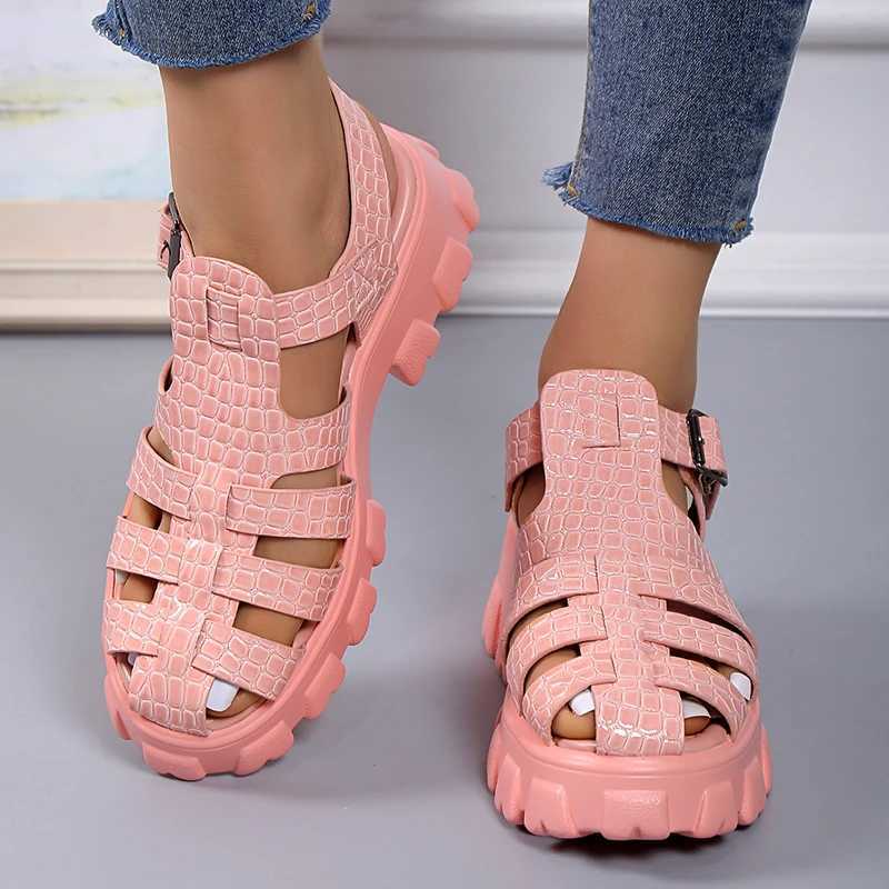 Summer Fashion Gladiator Women Narrow Band Cross-tied Platform Square Heel Peep Toe Rome Design Sexy Mature Shoes Ladies Female M250520