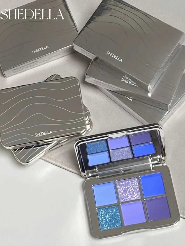 Shedella 6 Color Eyeshadow Plate Shimmer Matte Pearlescent Blue Green Purple Color Cool Snow Iceberg 2023 NewXJ250520