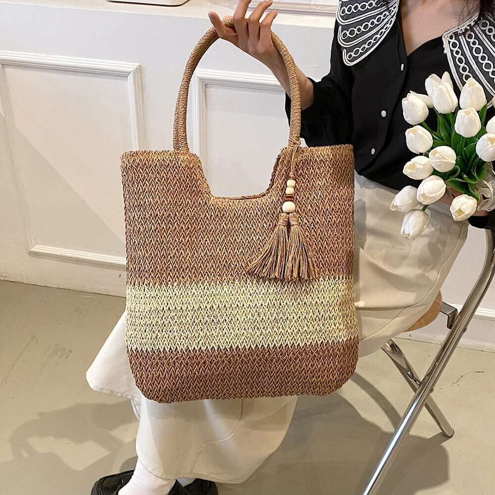 Summer Tote Fashion Casual Shoulder Commuting Woven For Women Straw Purses And Handbags Beach Bag
