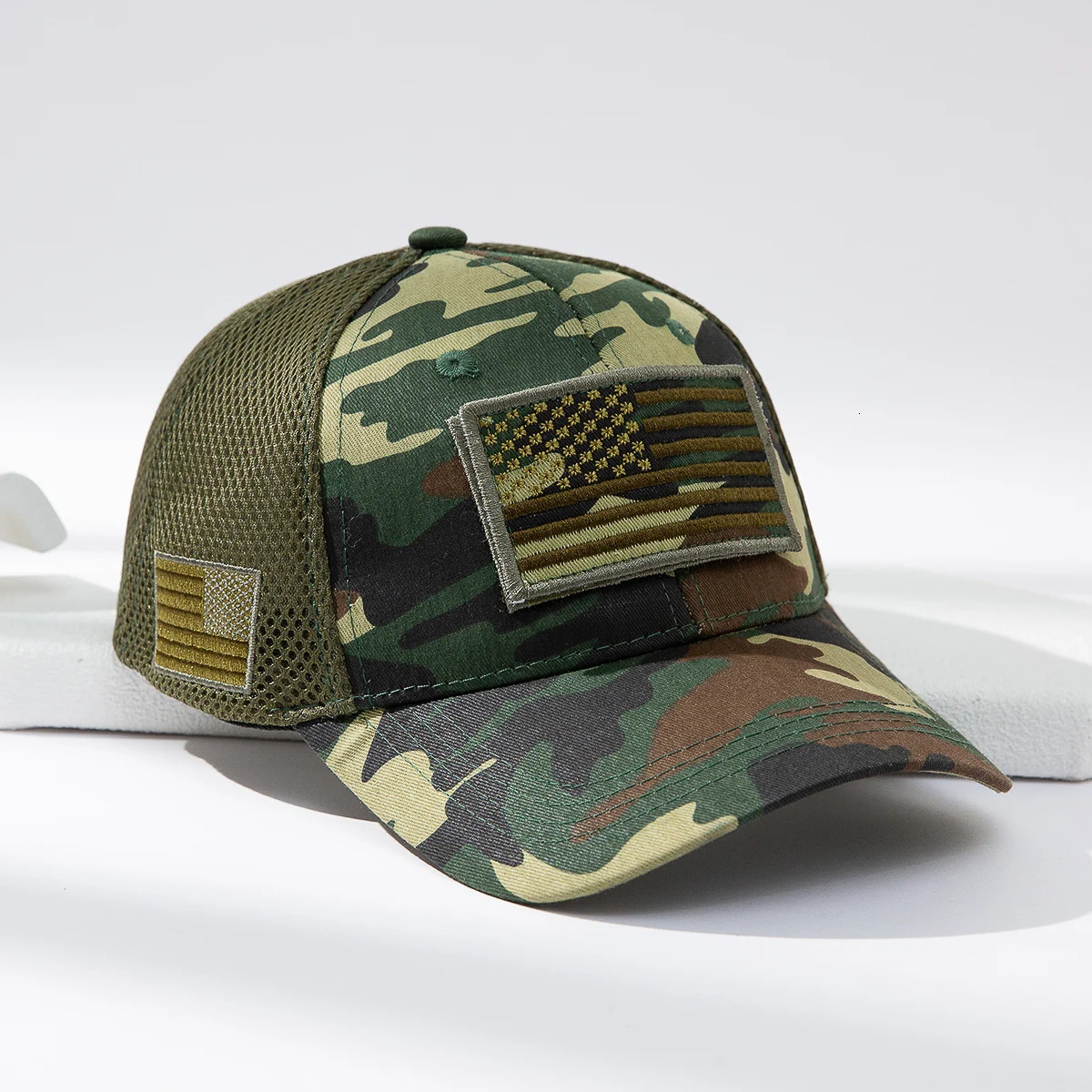 Cross-border fashion patch American flag camouflage mesh baseball cap outdoor versatile sunshade baseball cap 250519