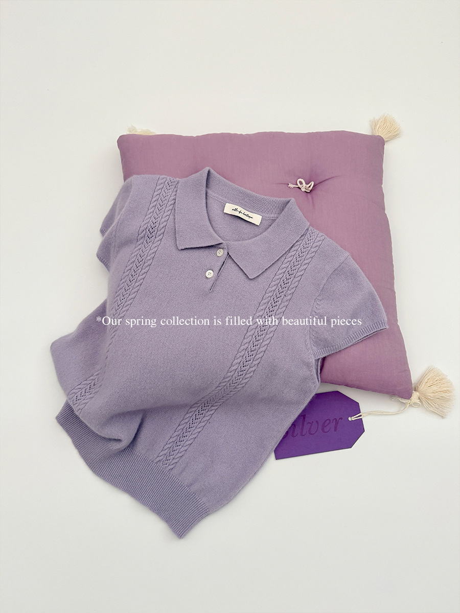 D100 Women's Sweet Knitted Short Sleeve T-shirt Women's Spring and Summer New Small Flying Sleeve Top