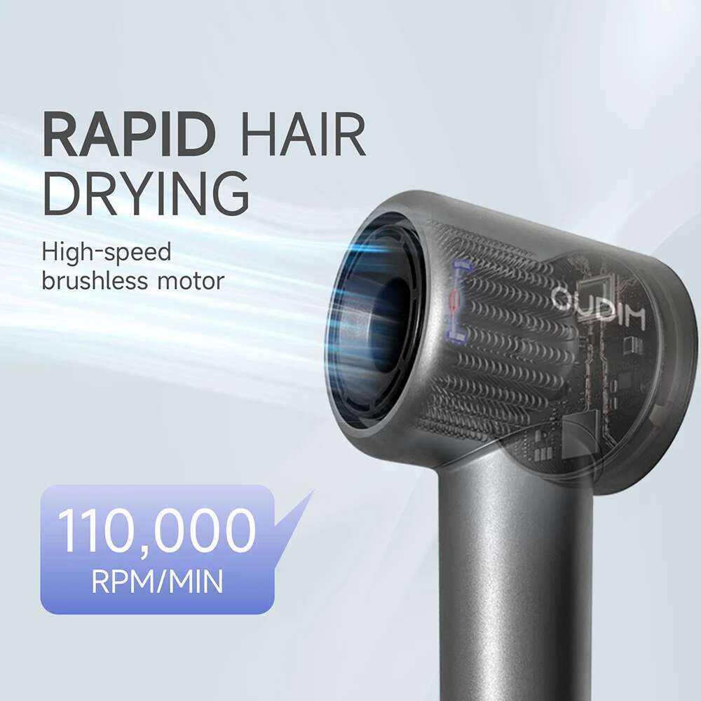 Compact Hair Dryer,Faster Drying, Shinier Hair,Temperature, LED Display, 110000RPM/MIN, Portable, Ionic Blow Dryer